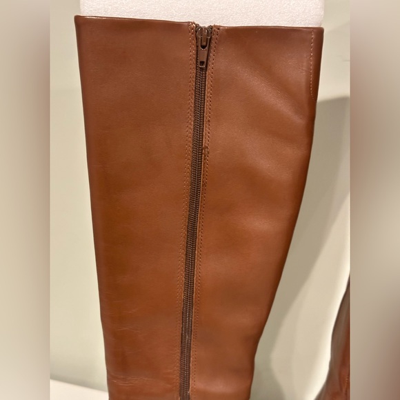 Nine West Tan Tall Leather UpperTextile Lining  Wedge Wide Calf Boots  Sz 7.5 - Picture 4 of 13